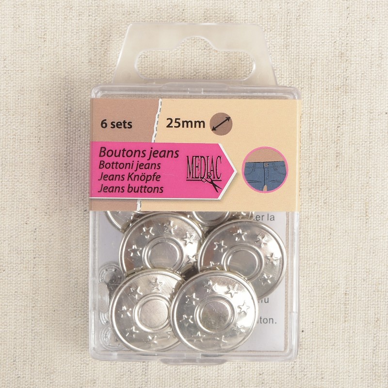 6 boutons jeans 20 mm